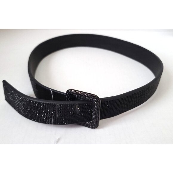 Anthropologie Square Gem Sequin Belt S Black 1 3/8\